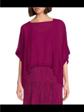 NWT! Eileen Fisher Size L/XL Deep Magenta Layered Tunic